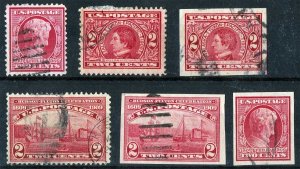 US Sc 367-373 Carmine 2¢ 1909 Commens Set Used Light Cancel Group