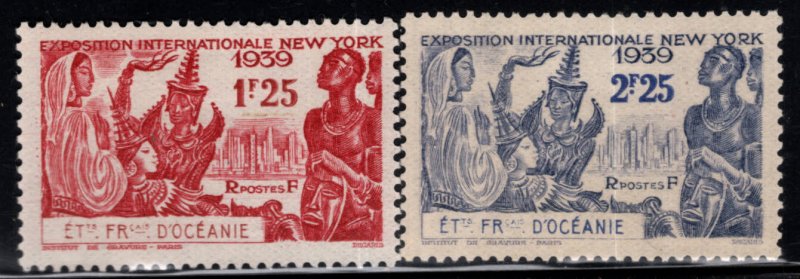 French Polynesia Scott 124-125 MH*  New York Worlds Fair set of 1939