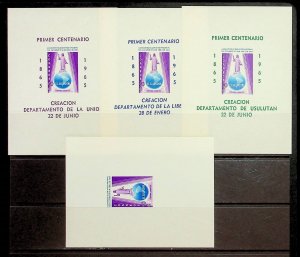 SALVADOR Sc 746-A-B-C NH 4 SOUVENIR SHEETS OF 1964 - CHRIST ON GLOBE