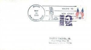 CACHET COVER BATSTO NEW JERSEY SALUTES MILITIA BICENTENNIAL COMBO STAMPS