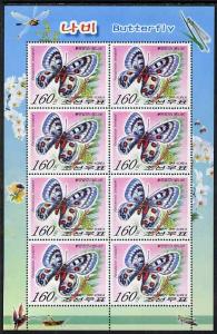 North Korea 2007 Butterflies perf sheetlet containing 8 x...