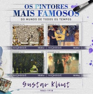 Mozambique - 2016 Artist Gustav Klimt - 4 Stamp Sheet - MOZ16523a