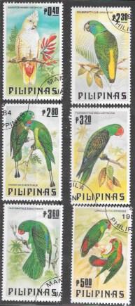 Philippines 1984 Set of 6 Parrot. Parakeets. Cockatoo