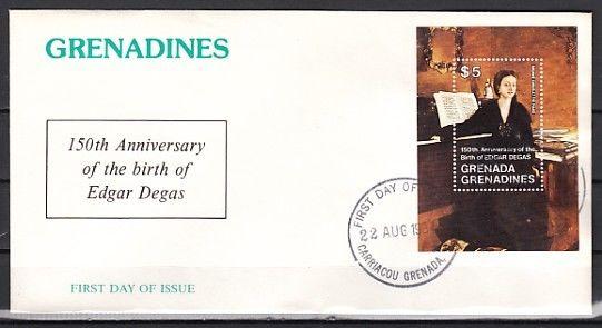 Grenada, Gr., Scott cat. 615. Artist Edgar Degas s/sheet on a First day cover.