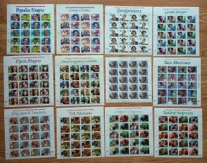 New 12 Sheets LEGENDS OF AMERICAN MUSIC SERIES 29¢ 32¢ 33¢ US A Postage Stamps