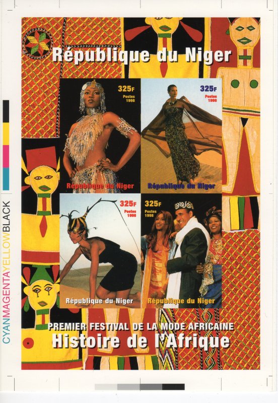 Niger 1998 African Fashion Naomie Campbell/Alphadi Shlt FINAL CHROMALIN PROOF !!
