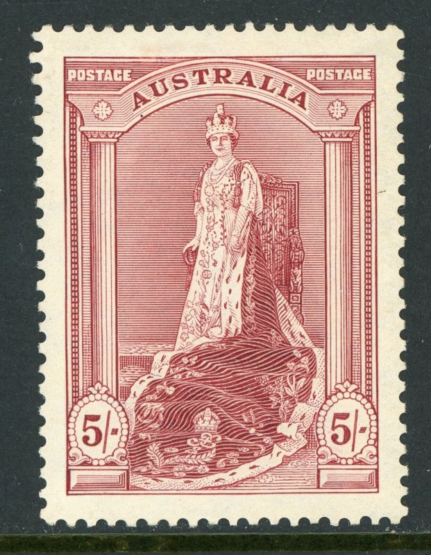 British Australia KGVI 5 Shilling Red Brown Scott #177 Mint V636