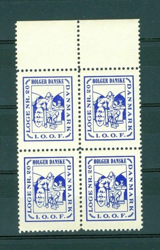 Denmark. 4-Block. Poster Stamp IOOF Odd Fellow.Esbjerg Lodge # 20,Holger Danske.