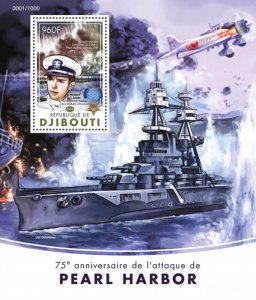 DJIBUTI - 2016 - Attack on Pearl Harbor - Perf Souv Sheet - Mint Never Hinged