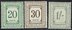 KENYA UGANDA TANGANYIKA 1935 POSTAGE DUE 20C 30C AND 1/-