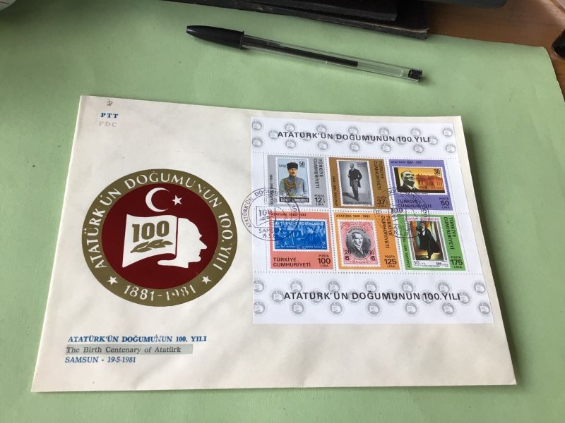  Mustafa Kemal Ataturk Birth Centenary 1981 Turkey  stamps Cover 52080