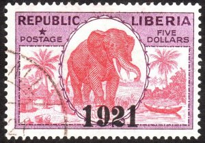 1921, Liberia $5, Used, Sc 208