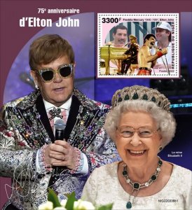 NIGER - 2022 - Elton John, 75th Birthday - Perf Souv Sheet #1 -Mint Never Hinged