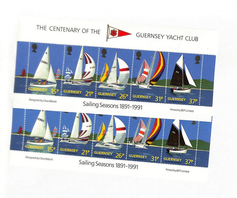 Guernsey, Postage Stamp, #463a Sheet Mint NH, 1991 Sail Boat