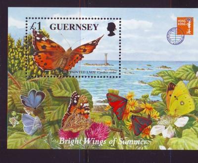 Guernsey Sc 590 1997 Butterflies stamp sheet mint NH