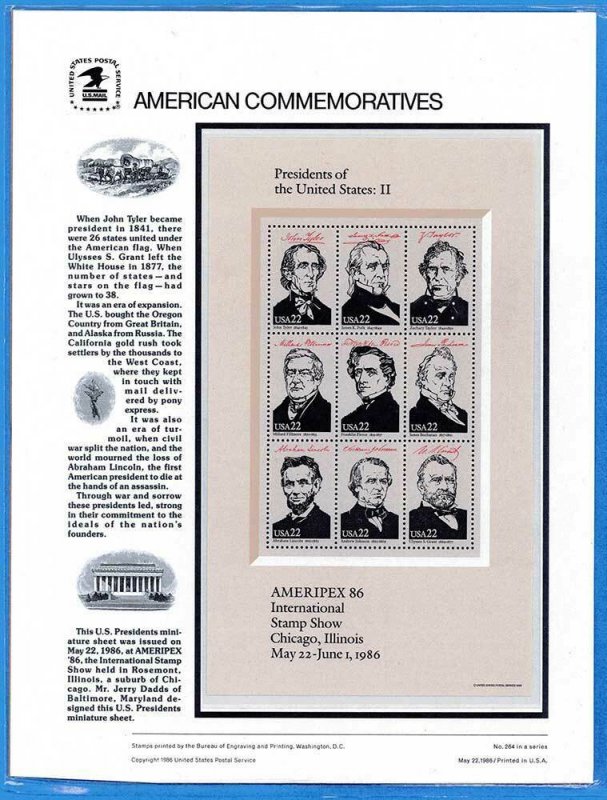 USPS COMMEMORATIVE PANEL #263-266 US PRESIDENTS #2216-19