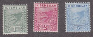 Malaya - Negri Sembilan # 2-4, Tiger, Hinged, light crease in # 4, 1/3 Cat.