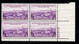 SC# 773 - (3c) - California Pacific Intl Expo, MNH plate block/4 - LR # 21405