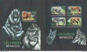 2013 Central Africa Fauna Wild Animals Endangered Species Kb+Bl ** Ca612