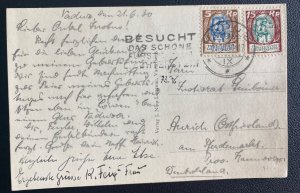 1930 Vaduz Liechtenstein Real Picture Postcard Cover To Germany Castle View