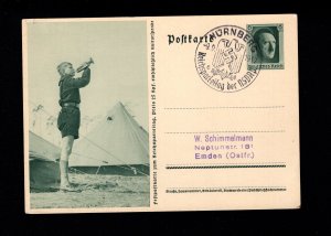 Germany Nuremberg Rally Hitler Youth Bugler 1937 Postal Card H9