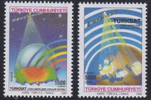 Turkey # 2590-2591, TurkSat Satellite, NH, 1/2 Cat.