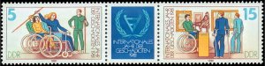 Germany DDR 1981 Sc#2196a INTERNATIONAL YEAR OF THE DISABLED Pair + Label MNH