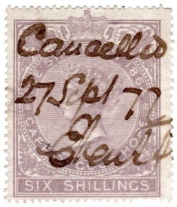 (I.B) Cape of Good Hope Revenue : Stamp Duty 6/- (1865)