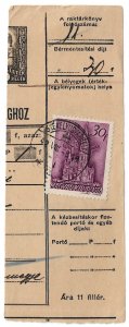 HUNGARY VISSZATERT 1942 SZEKELYUDVARHELY Romania Parcel Receipt Half  Sc 546 VFU