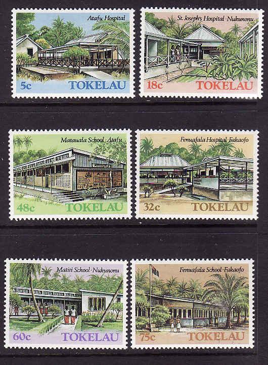 Tokelau-Sc#126-31-unused NH set-Hospitals, Schools-1986-