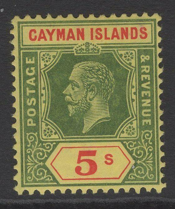 CAYMAN ISLANDS SG51 1914 5/= GREEN & RED/YELLOW MTD MINT