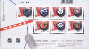 Canada 2013 Sc 2661 National Hockey League Crest Teams Pucks Logos SS Stamp MNH