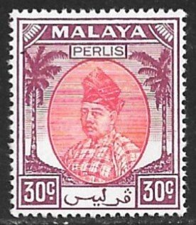 MALAYA PERLIS 1952-55 30c RAJA SYED PUTRA Portrait Issue Sc 26 MNH