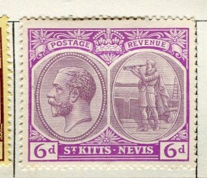 ST.KITTS; 1921 early GV pictorial issue fine Mint hinged 6d. value