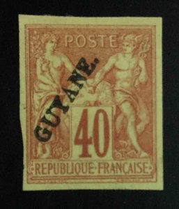 MOMEN: FRENCH GUIANA SC #15 1892 IMPERF MINT OG H LOT #62804