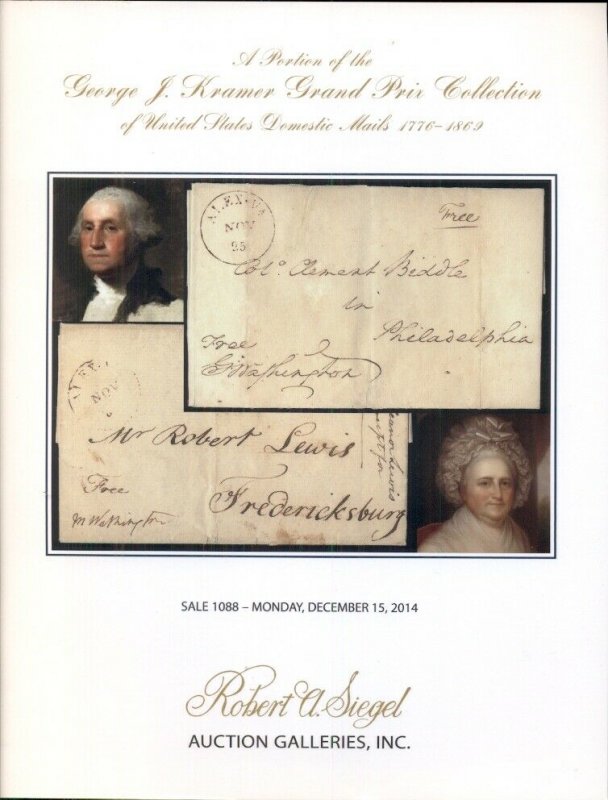 U.S. DOMESTIC MAILS 1776-1869, SIEGEL AUCTION GALLERIES, SOFT COVER BOOK