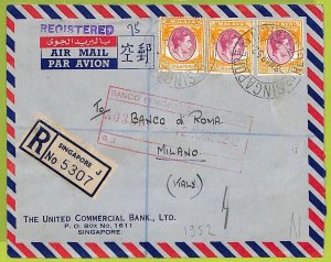 39911 - Malaya SINGAPORE - Postal History - REGISTERED Airmail COVER to ITALY