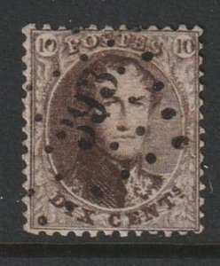 1863 Belgium - Sc 14 - used VF - 1 single - 12.5x13.5 - King Leopold I