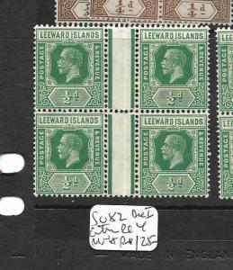  LEEWARD ISLANDS (PP0205B) KGV 1/2 D  SG 82 GUTTER BL OF 4, DIE I  MNH