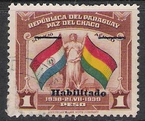 Paraguay #388 Flags Overprinted Used