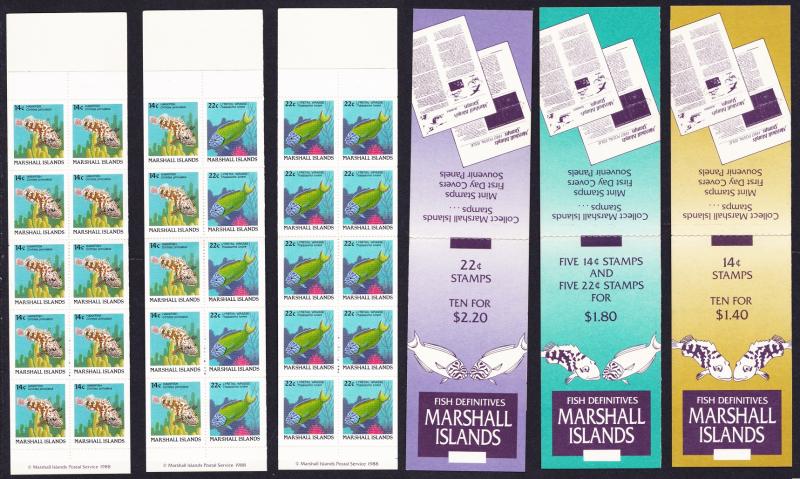 Marshall Is. Fish 3 Booklets issue 1988 SG#150=158