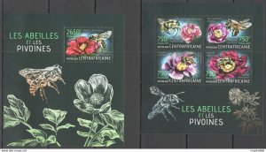 2013 Central Africa Flora & Fauna Flowers Honey Bees Piones Kb+Bl ** Ca602