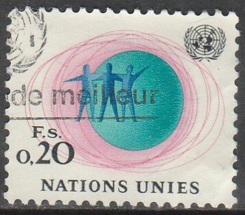 UN GENEVA, SWITZ. 3, 20Cs REGULAR ISSUE. SINGLE, USED. VF. (491)