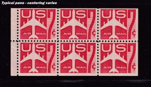 1960 AIRMAIL booklet pane 7c carmine jet Sc C60a MNH fresh OG VF Typical