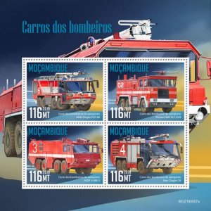 Mozambique 2019 MNH Fire Engines Stamps MAN Ziegler Special Transport 4v M/S