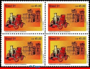 2321 BRAZIL 1991 FIRE DEPT., OLD FIRE PUMPER, FIREFIGHTERS, MI# 2421, BLOCK MNH