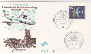 Germany 1965 Munich Globe+Plane Slogan Cancels Jet Airmail FDC Stamps Cover25590