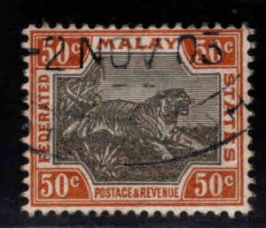 Federated Malay States Scott 25b Used wmk 2 Tiger stamp 1901