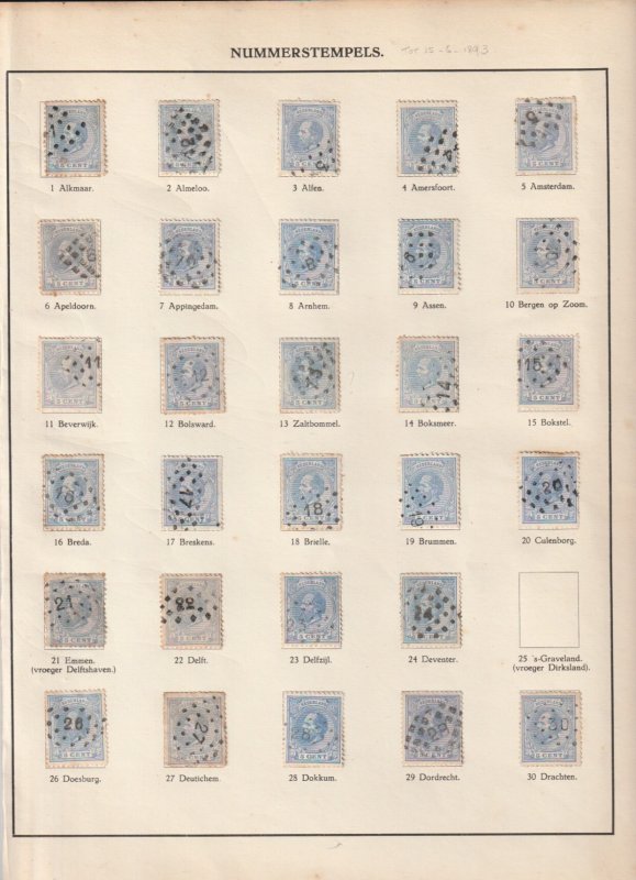 Netherlands a collection of numeral cancels on Willem III 5c