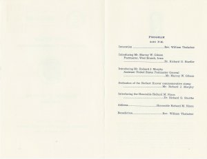 Herbert Hoover 91st Birthday Observance Booklet and First Day Ceremony Program